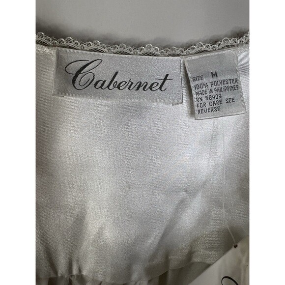 NWT VTG 80s Cabernet White Satin Lace Robe Wedding Honeymoon Peignoir Size M - Picture 3 of 14